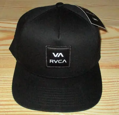 Mens Rvca Black Snapback Cap Adjustable Hat One Size • $28.90