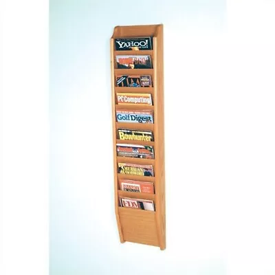 Wooden Mallet 10 Pocket Magazine Wall Rack In Light Oak • $122.96