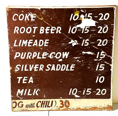 Vtg 70s Handpainted Fair Park Circus Drink Menu Coke Tea Milk Chili Food SIGN • $199.99