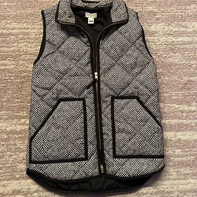 J.CREW Excursion Down Puffer Vest Herringbone Quilted Zip Women’s Size XS EUC • $10.95