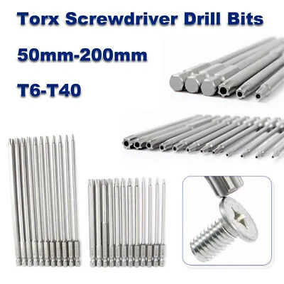 T6-T40 Torx Screwdriver Bits 50- 200mm Length Impact Socket Driver Bits Magnetic • $3.25