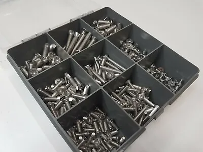 £19.70 • Buy 350 Assorted Stainless Steel Pozi Countersunk Machine Screws M4 - M8  9 Sizes