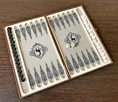 Soviet Vintage Travel Backgammon Set - USSR Magnetic Mini Backgammon • $45