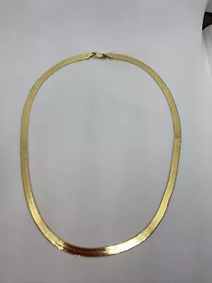 £97.16 • Buy Gold Plated Sterling Silver 925 Herringbone Necklace Lobster Clasp 18” Miler