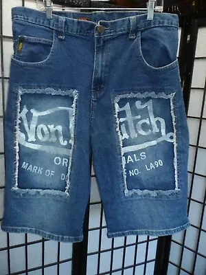 Vintage Y2k Von Dutch Originals Mens Denim Jean Shorts Size 38 14” Inseam Baggy • $63.99