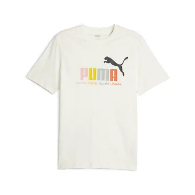 Puma Essential Multicolor Logo Crew Neck Short Sleeve T-Shirt Mens White Casual • $12.99