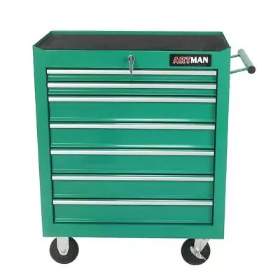 7 Drawers Tool Box Cart Chest Tool Garage Storage Cabinet With Wheels Green • $200.89