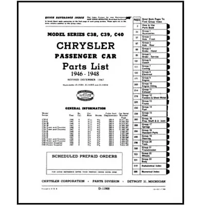 Illustrated Factory Parts Manual For 1946-1948 Chrysler • $77.88