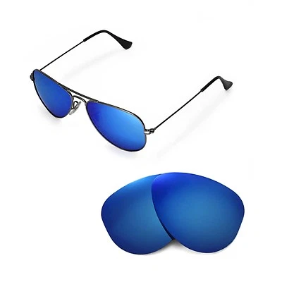 $24.99 • Buy New Walleva Polarized Ice Blue Lenses 4 Ray-Ban Aviator RB3044 Small Metal 52mm