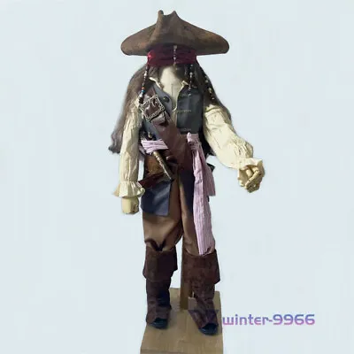 Jack Sparrow Cosplay Costume Children Pirates Of The Caribbean Outfits Xmas Gift • £98.96