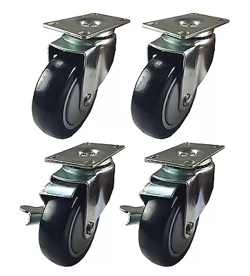 4 Heavy Duty Caster Set 4  Wheels 4 Swivel 2 With Brake Non Skid No Mark Casters • $27.60