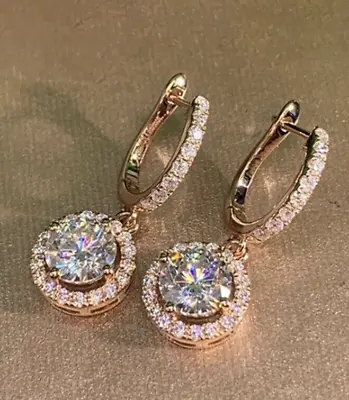 18k Rose Gold Filled Hoop Earrings Made With Swarovski Crystals Gift  Gp17 Gpr • £7.50