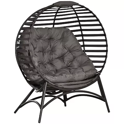 Egg Chair W/ Cushion Steel Frame And Side Pocket For Indoor Outdoor • £153.60