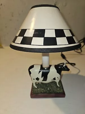 Warren Kimble Country Farm Cow Hallway Kitchen Foyer Lamp With Checkered Shade • $10