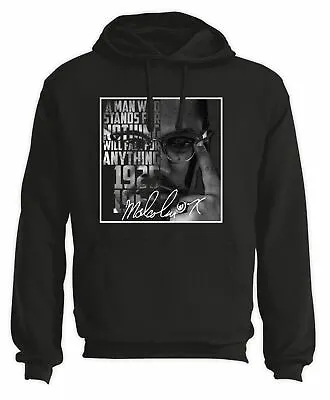 Malcolm X Signature Pouch Pocket Hoodie - Black Pathers Civil Rights • $55.34