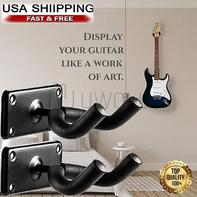 2 Universal Guitar Hangers Wall Mount Adjustable Hook Holder Instrument Display • $9.65