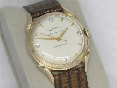 Vintage 35mm Bulova 10k Gold Fill & Diamond Automatic Wristwatch Running! • $275
