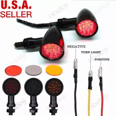 New Black Motorcycle Bullet LED Brake Running Turn Signal Tail Light Universal • $18.43