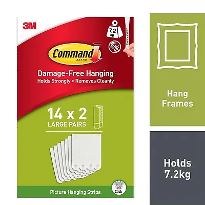 Command Picture & Photo Frame Hanging Strips Large White 14 Pairs Total 28 • $23.79