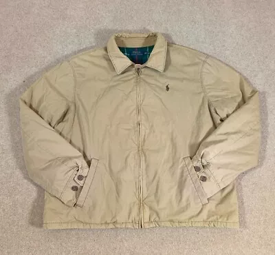 £44.99 • Buy Polo Ralph Lauren Mens Harrington Zip Jacket Coat / XXL / Beige / Tartan Lined