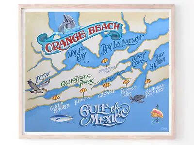 Orange Beach  Alabama Retro Beach  Print Decor  Vintage Looking  Art Map Destin • $28.50