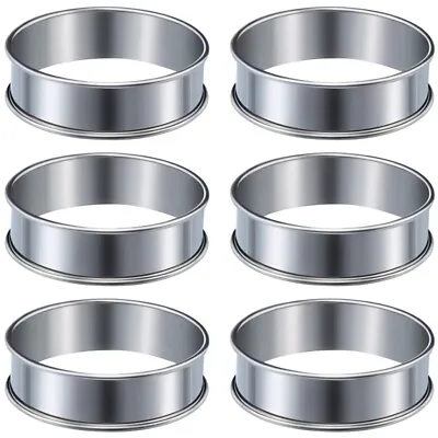 6 Pieces Muffin Tart Rings  Rolled Tart  Stainless Steel Muffin Rings Metal Roh • $11.44
