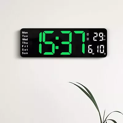 16  Large LED Digital Wall Clock Temperature Date Day Display Remote Control USB • £25.67