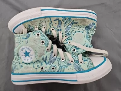Converse Shoes Kids Size 2 Girls Mermaids Green Jellyfish Unicorn Whale Sparkle • $12.88
