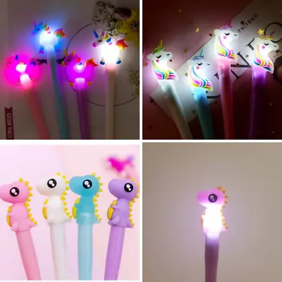 Light Up Unicorn Dinosaur Bear LED Gel Pens Kawaii Cute Novelty Stationery • £3.25