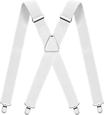 Mens Suspenders Adjustable Braces With 4 Strong Metal Clips Elastic X Back Heavy • $10.16