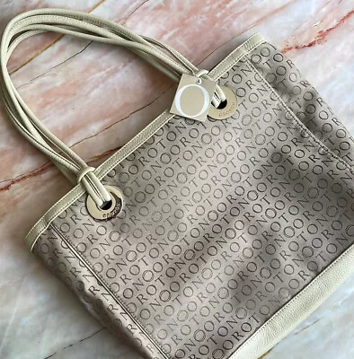 Oroton Stencil Tote Large In Ivory / Taupe Jacquard NWT RRP$495 • $295