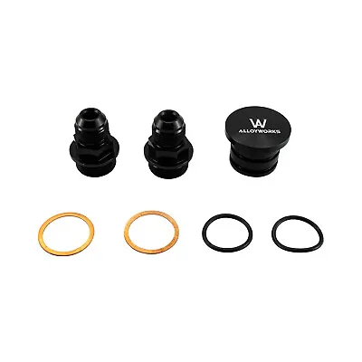 Black Block Plug Breather Fittings Kit For Honda B16 B18c Catch Can M28 To 10AN • $12.99