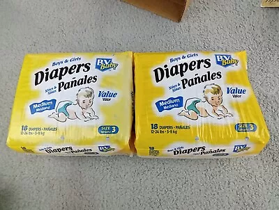 2x Vintage ‘BV Baby’ Disposable Baby Diapers 18ct Size 3 12-24 Lbs MADE IN USA  • $45.99