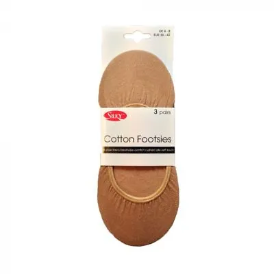 Silky Women's Cotton Footlets Footsies - 3 Pairs Pack - Natural - UK 4-8 • £6.49