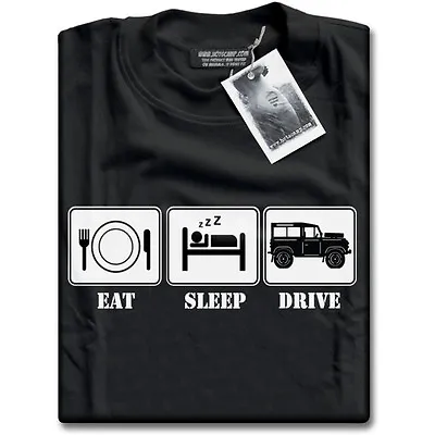 Eat Sleep Drive Land Rover Defender 90 110 130 3 Series Mens Black 4x4 T-Shirt • £13.99