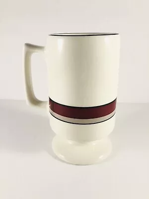 Buffalo China Mid-Century Modern Maroon Striped Pedestal Coffee Mugs    • $9.98