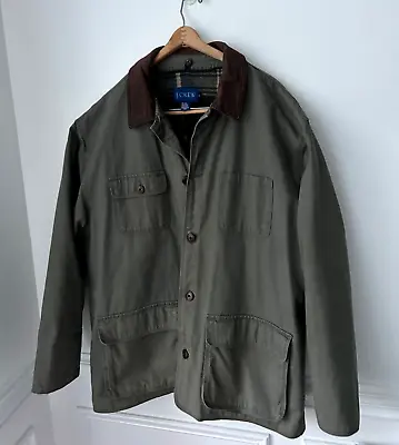 J Crew  Flannel Lined Utility Barn Chore Military Coat Jacket Removable Mens  L • $49.99