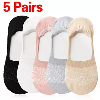 5Pair Women Lady Skin Shoe Liners Footsies Invisible Thin Lace Socks Sheer • £4.89