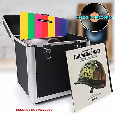 100 X 12  LP Vinyl Record Case DJ Album Carry Storage Box Flightcase Black • £43