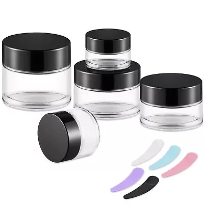 5 Pcs Small Travel Containers Glass Jars With Black Lids 5/10/15/20/30 Gram ... • $17.71