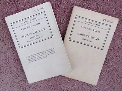 X2 Original WWII U.S. Army Field Manuals Soldiers Handbook And Motor Transport. • $35