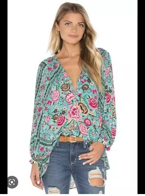 $399 • Buy Spell And The Gypsy - Turquoise Babushka Blouse - XXL - BNWT - Unicorn Tears