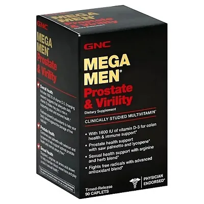 GNC Mega Men Prostate And Virility Multi Vitamins Sexual Health 90 Ct.Free Ship. • $25.89