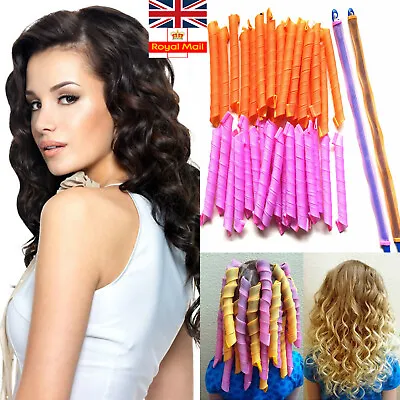 £9.99 • Buy 18/40PCS Magic Long Hair Curlers Curl Leverage Rollers Spiral Styling Tool +Hook