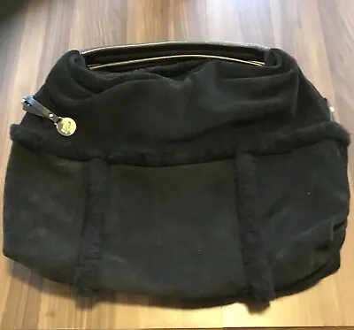 UGG Black Shearling Leather & Suede Medium Hobo Handbag Shoulder  Casual Fun • $35