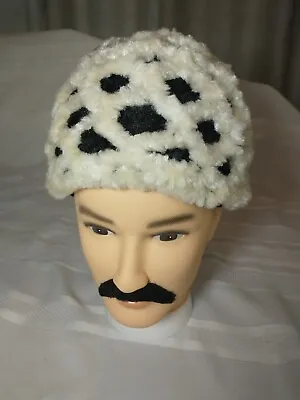 VINTAGE Wool Blend Italian Knitali Knit Hat Black White Knit Cap Made In Italy • $32.99