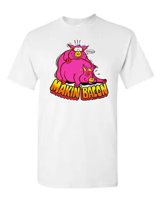 Retro Art Novelty Tee T Shirt Makin Bacon Pigs Chopper Biker Vanner Hot Rod 70s • $22.99