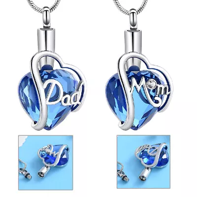 Crystal Heart Cremation Jewelry For Ashe Holder Urn Necklace For Ashe Of Dad Mom • $10.42