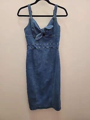 $55 • Buy Kookai Denim Fitted Dress Casanova Blue Denim Size 38 Size 12