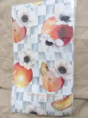 MacKenzie Childs Sterling Check Peaches & Anemones Dish Towel • $16